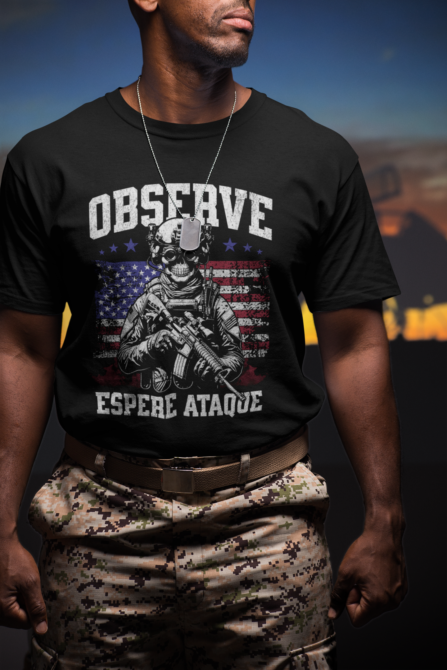 Nome do produto: Camiseta Prime Masculina Observe Espere Ataque