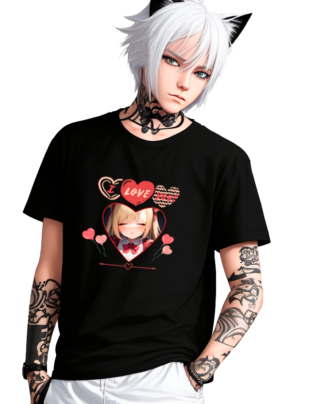 Nome do produto: camisa masculina I Love You ! , anime girl print