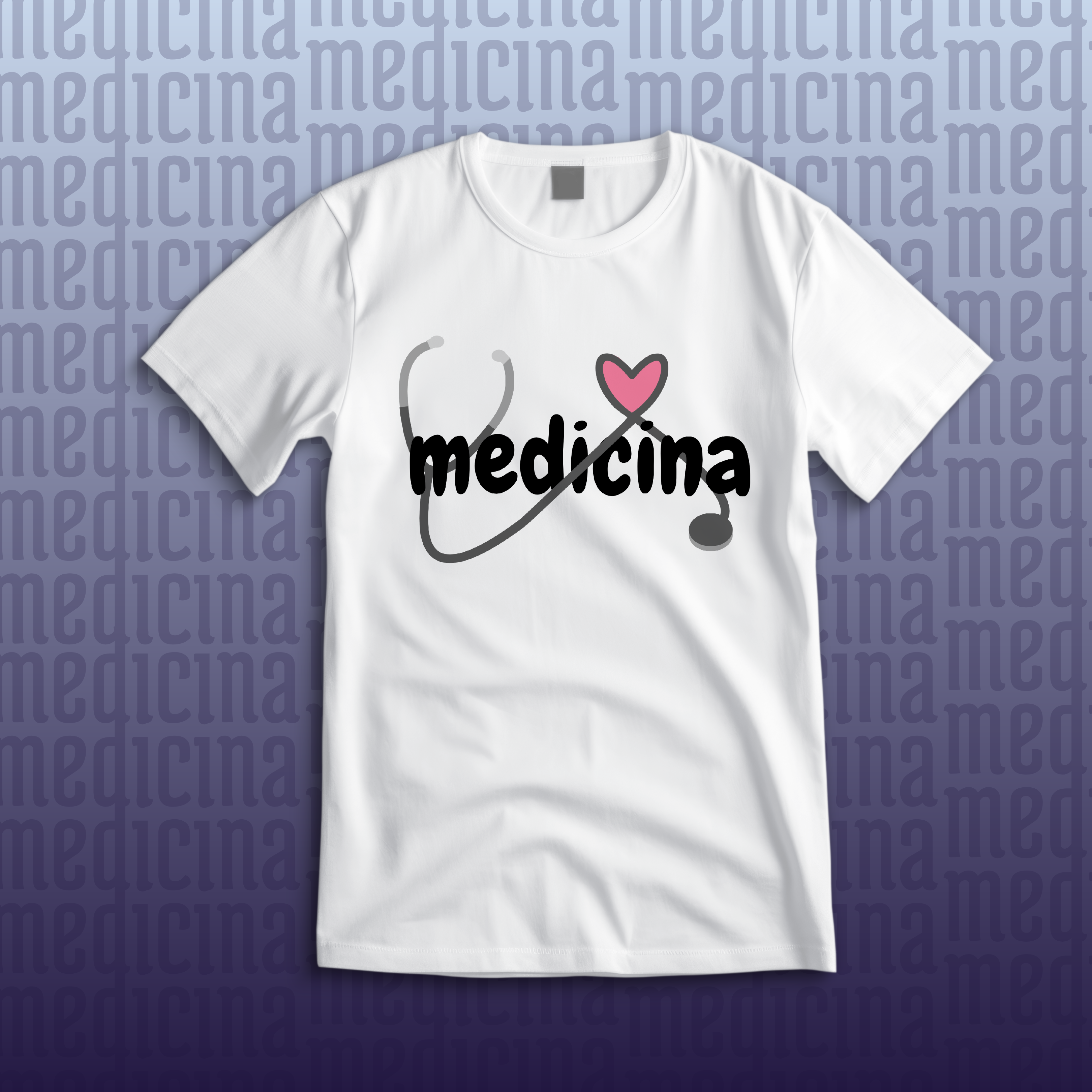 Nome do produto: Camiseta [medicina] {cores diversas} - frente - estetoscópio coração