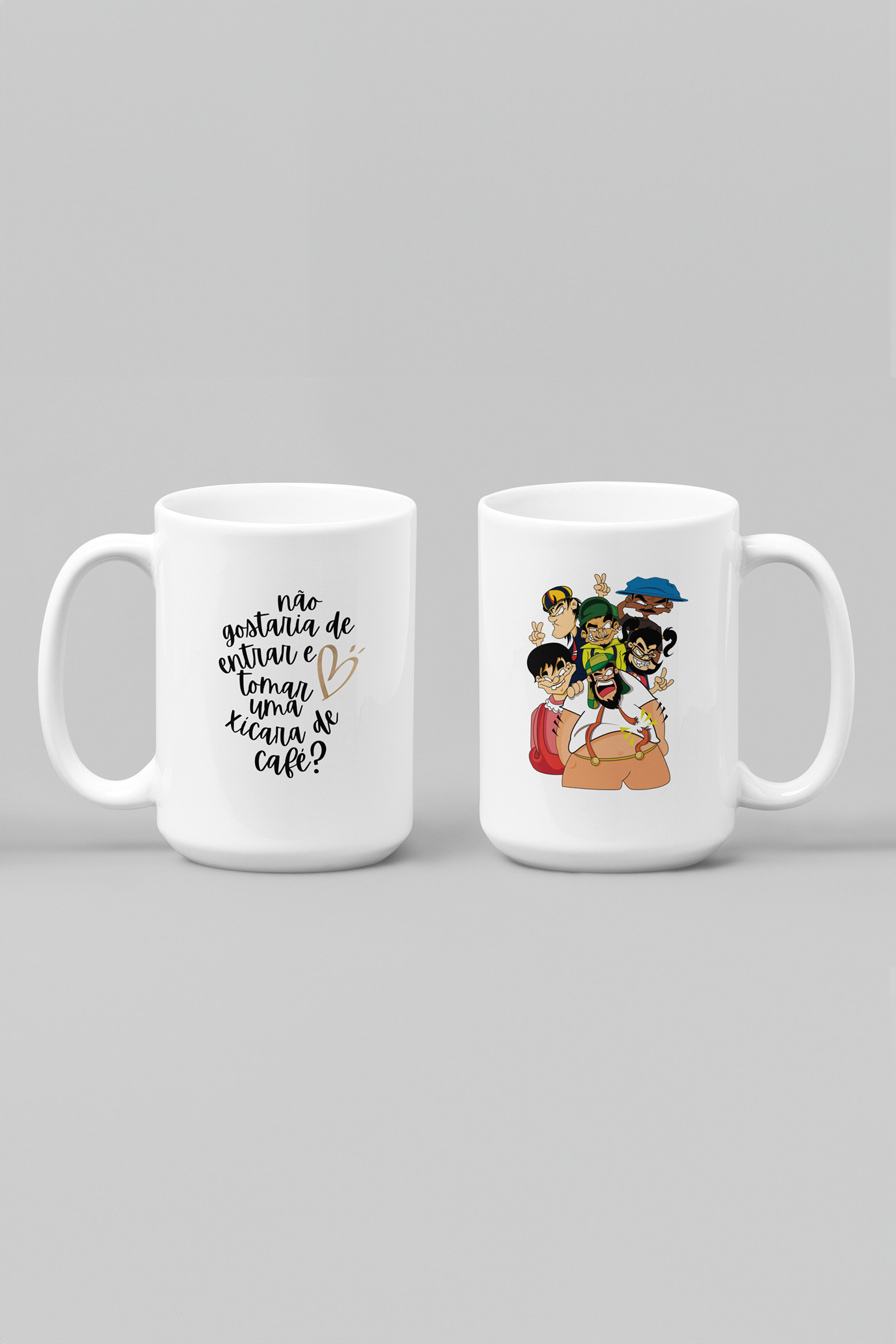 Nome do produto: Não Gostaria de Entrar e Tomar uma Xícara de Café? - Caricatura Netos - Caneca