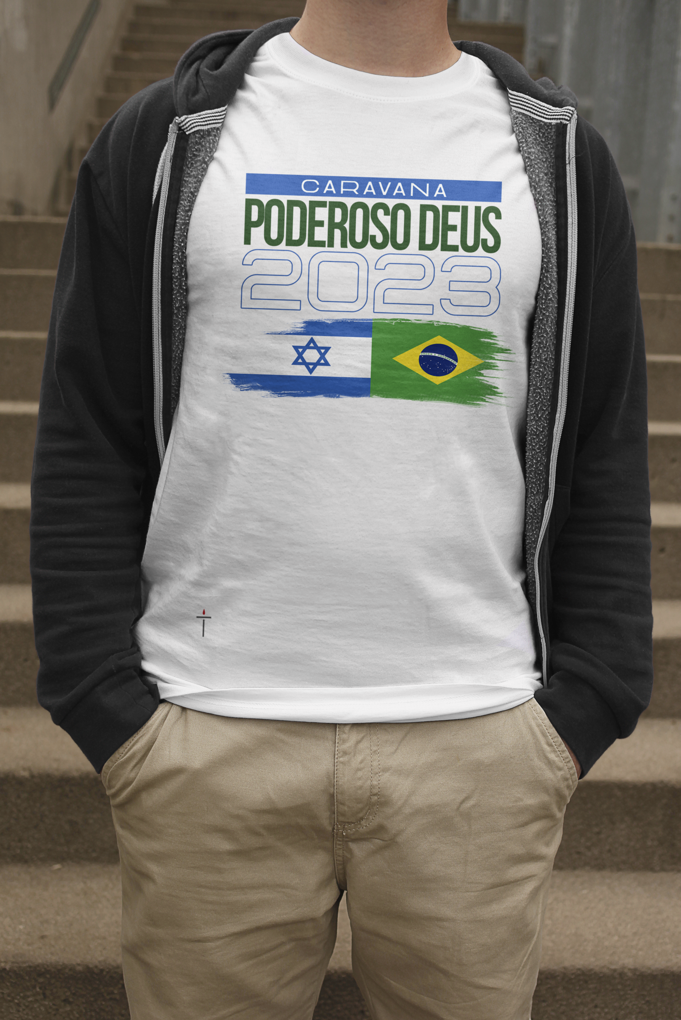 T Shirt Prime Caravana Poderoso Deus 2023 Branca