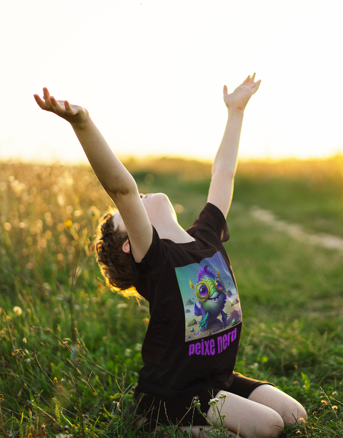 Nome do produto: Camiseta Infantil  Peixe Nerd