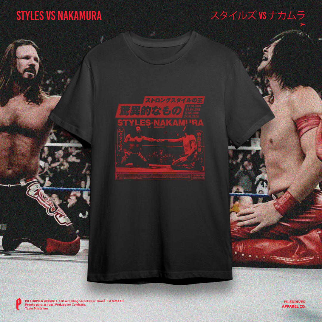 Camiseta WWE - AJ Styles vs Shinsuke Nakamura
