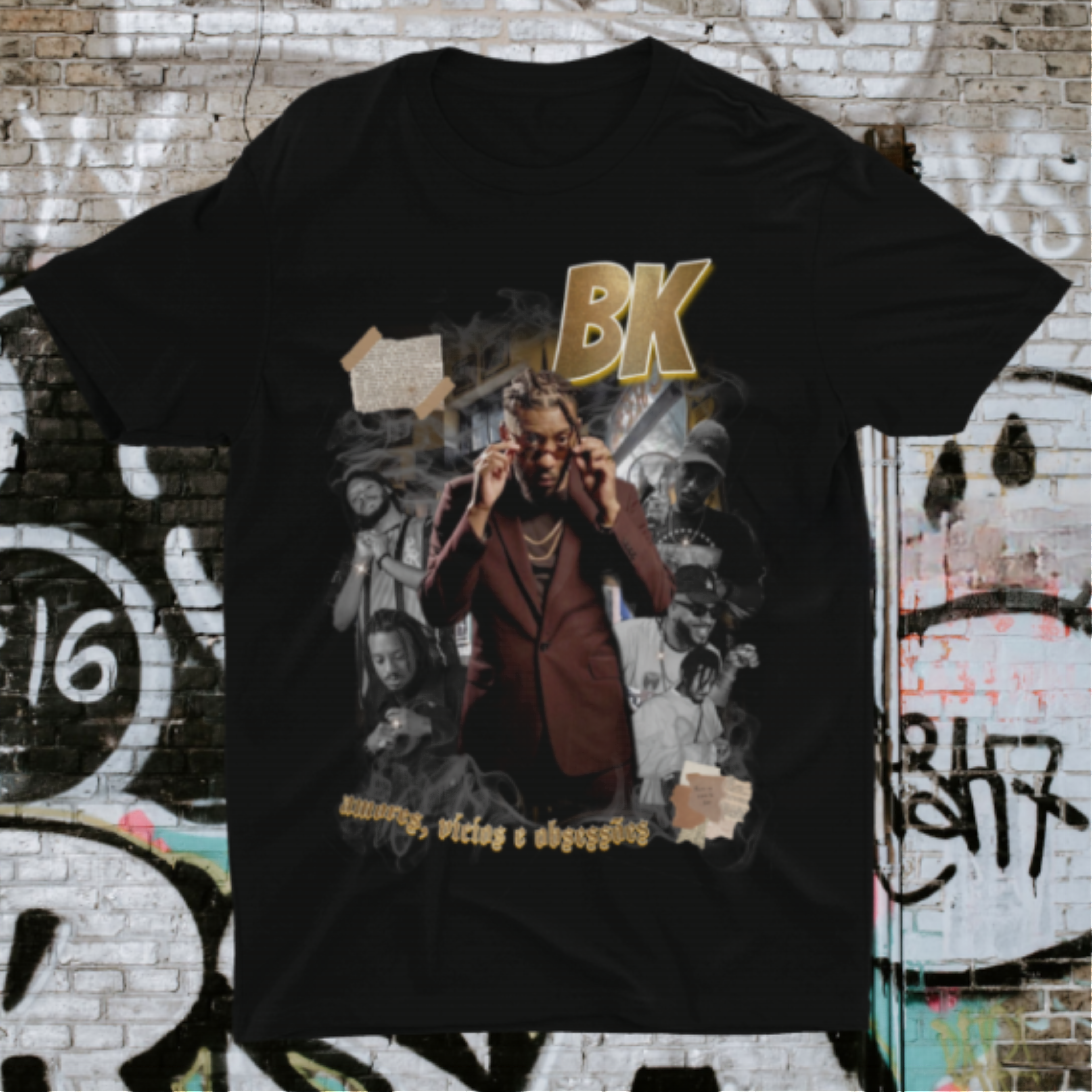 Nome do produto: Camiseta BK - Amores, vícios e obsessões 