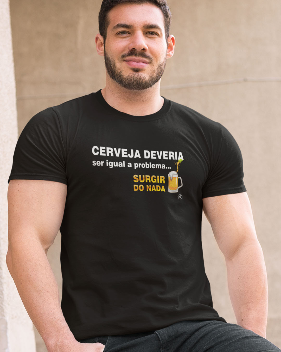 Nome do produto: Camiseta de Boteco Cerveja deveria ser igual a problema: Surgir do nada