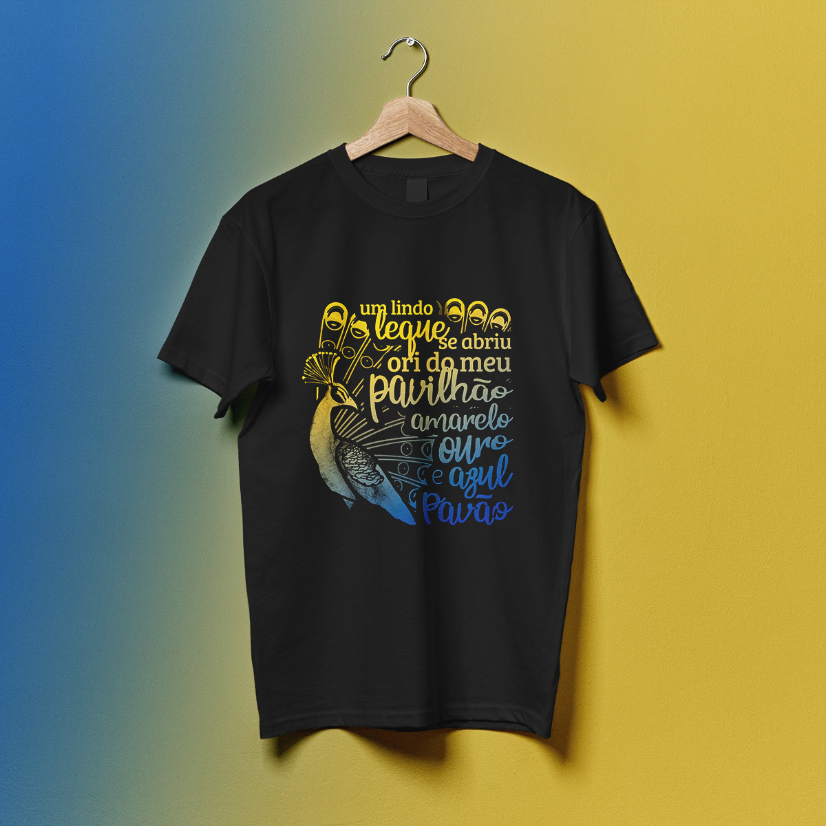 Nome do produto: Unidos da Tijuca 2025: Amarelo ouro e azul pavão - Degradê