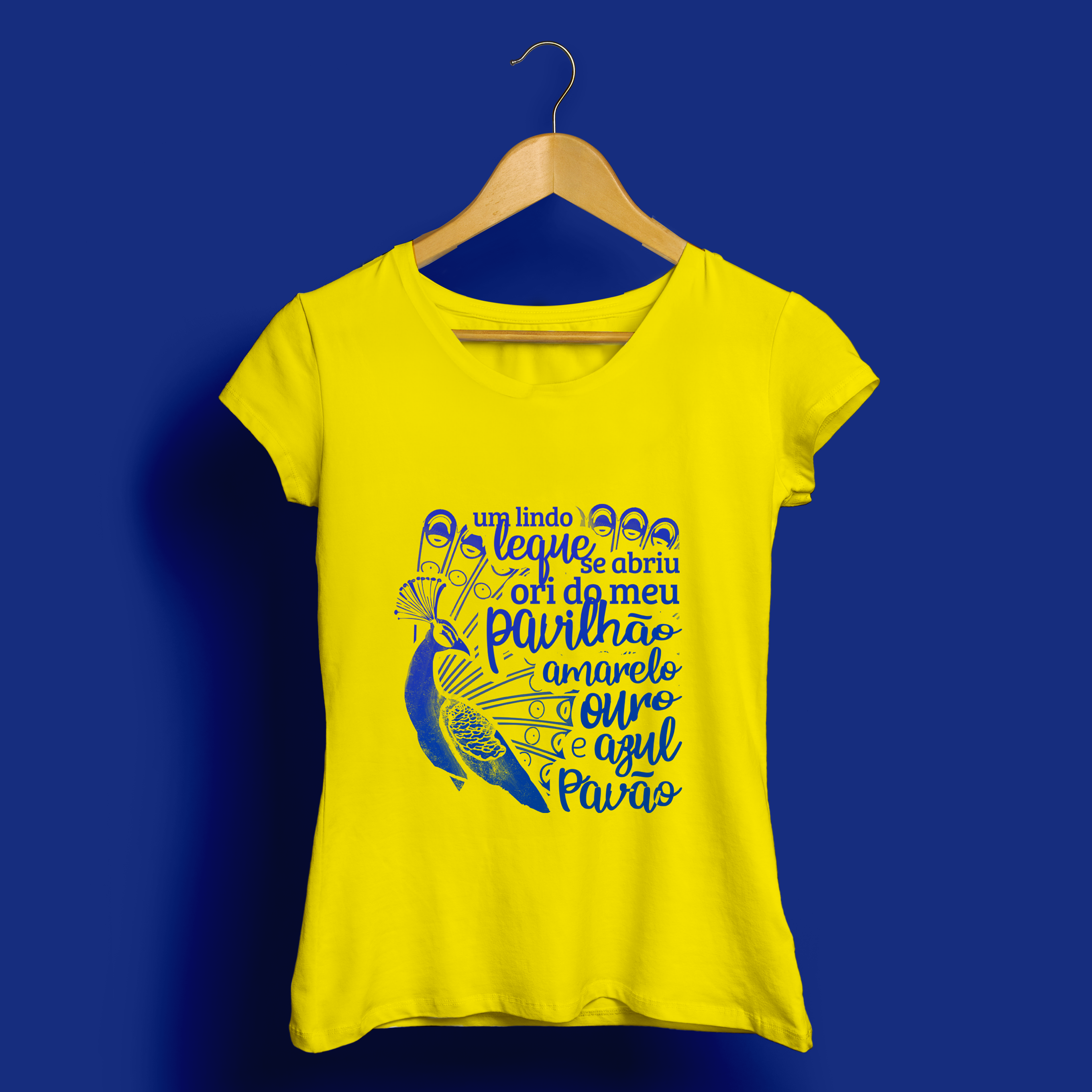 Nome do produto: Unidos da Tijuca 2025: Amarelo ouro e azul pavão - Versão amarelo