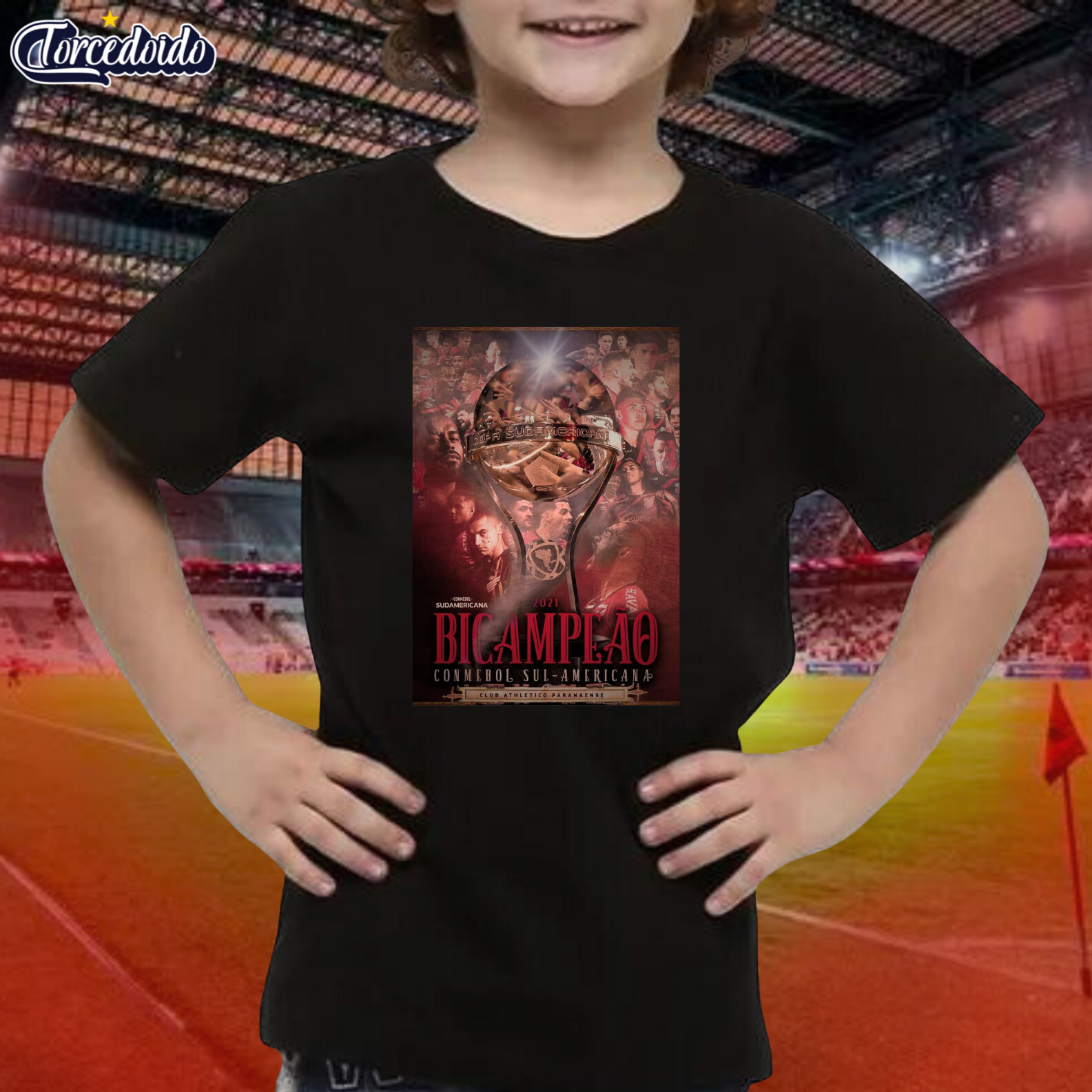 Nome do produto: Camiseta Infantil Bi Campeão Sul-Americana - Athletico