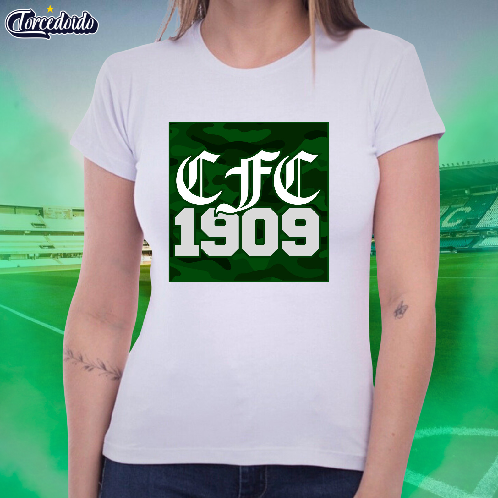 Nome do produto: Camiseta Baby Look Camuflado - Coritiba