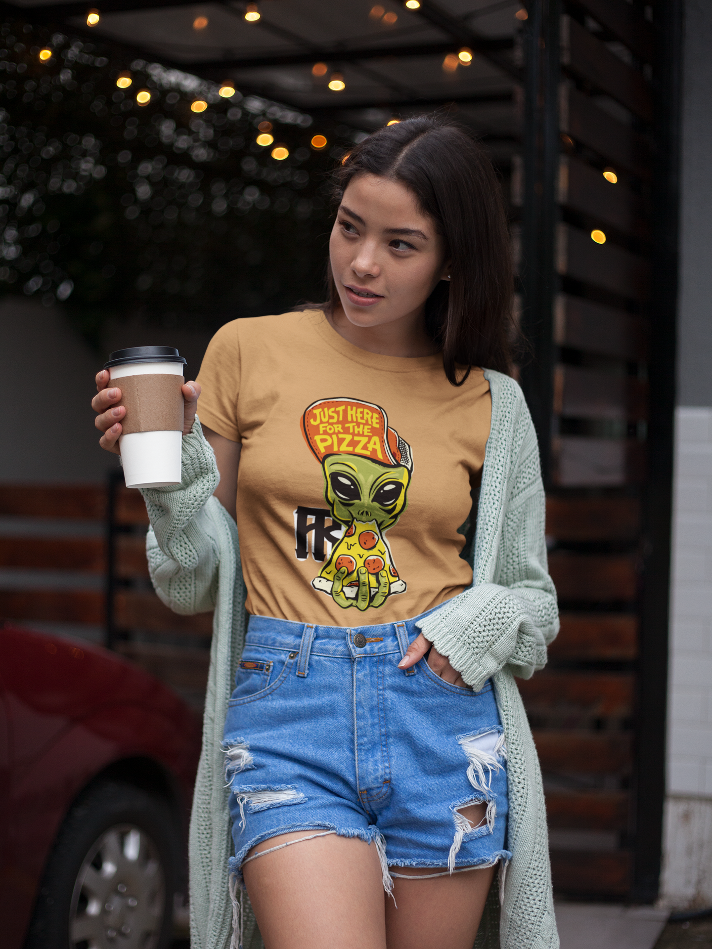 Nome do produto: Here For The Pizza - Baby Long Estonada