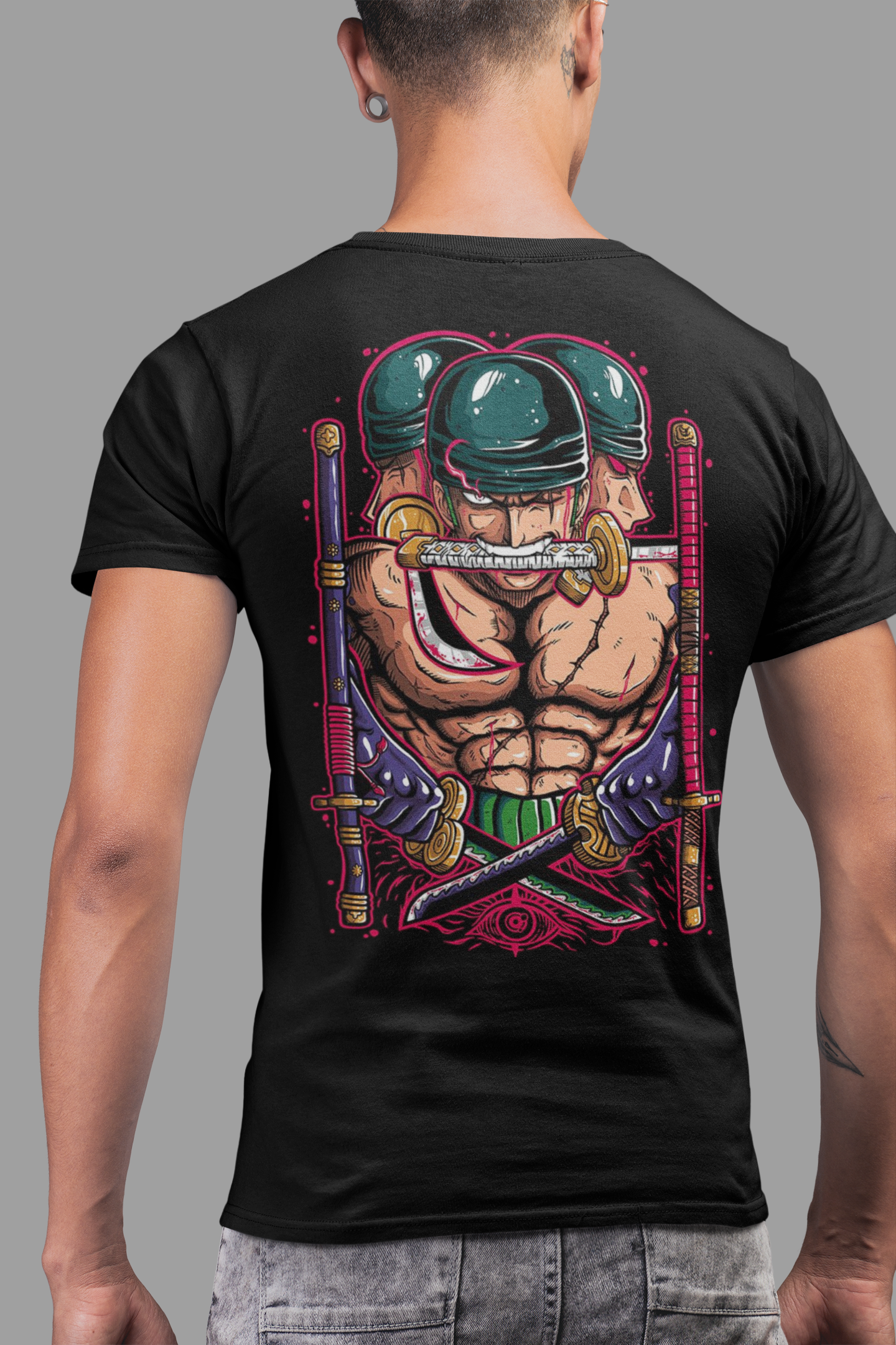 Nome do produto: CAMISETA ZORO ONE PIECE COSTAS 