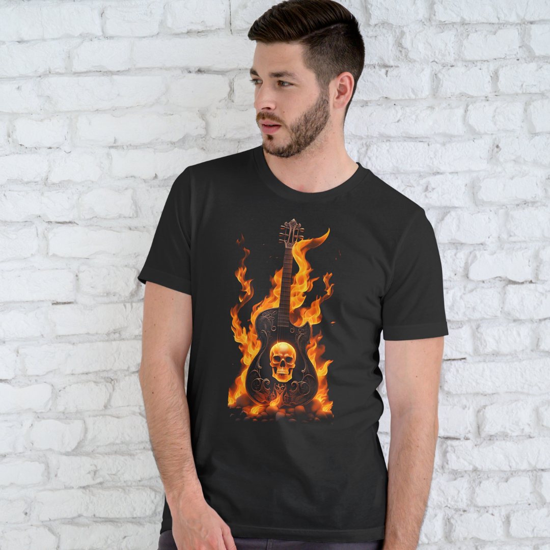 Nome do produto: Lobo Branco Vip 2024 flaming guitar skull masculina