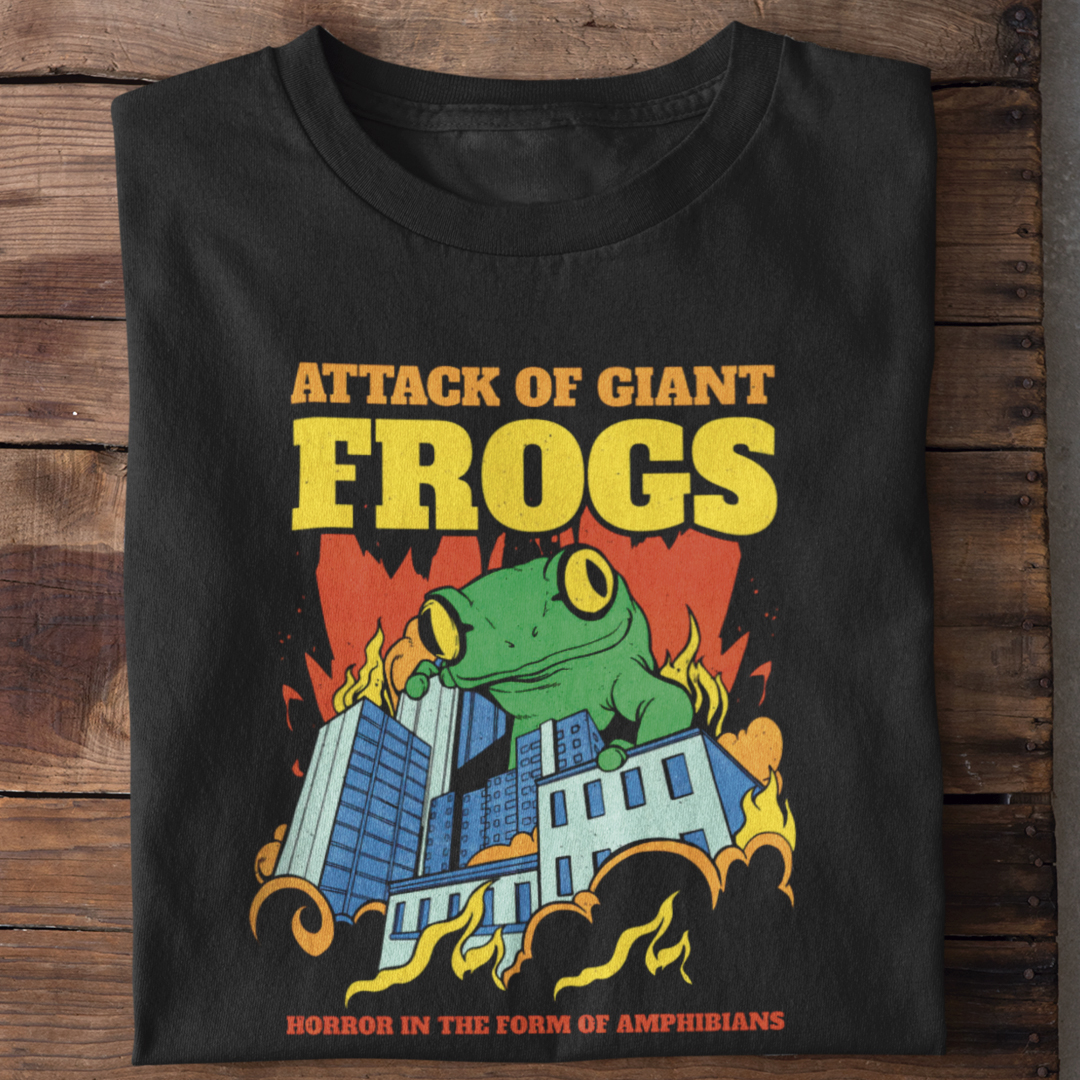 Nome do produto: Camiseta Unissex - Attack of giant frogs