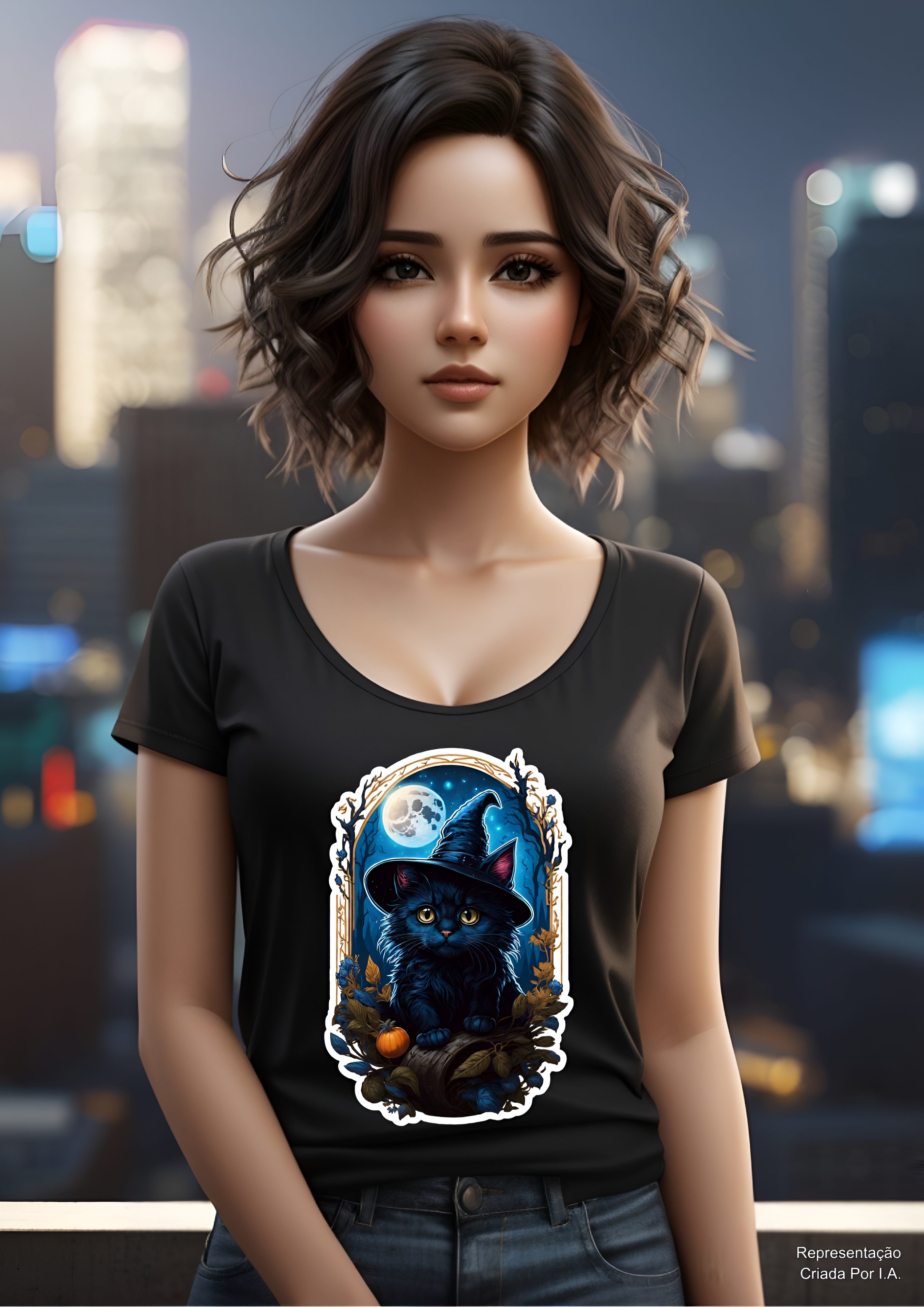 Nome do produto: Gato Bruxo - Camiseta