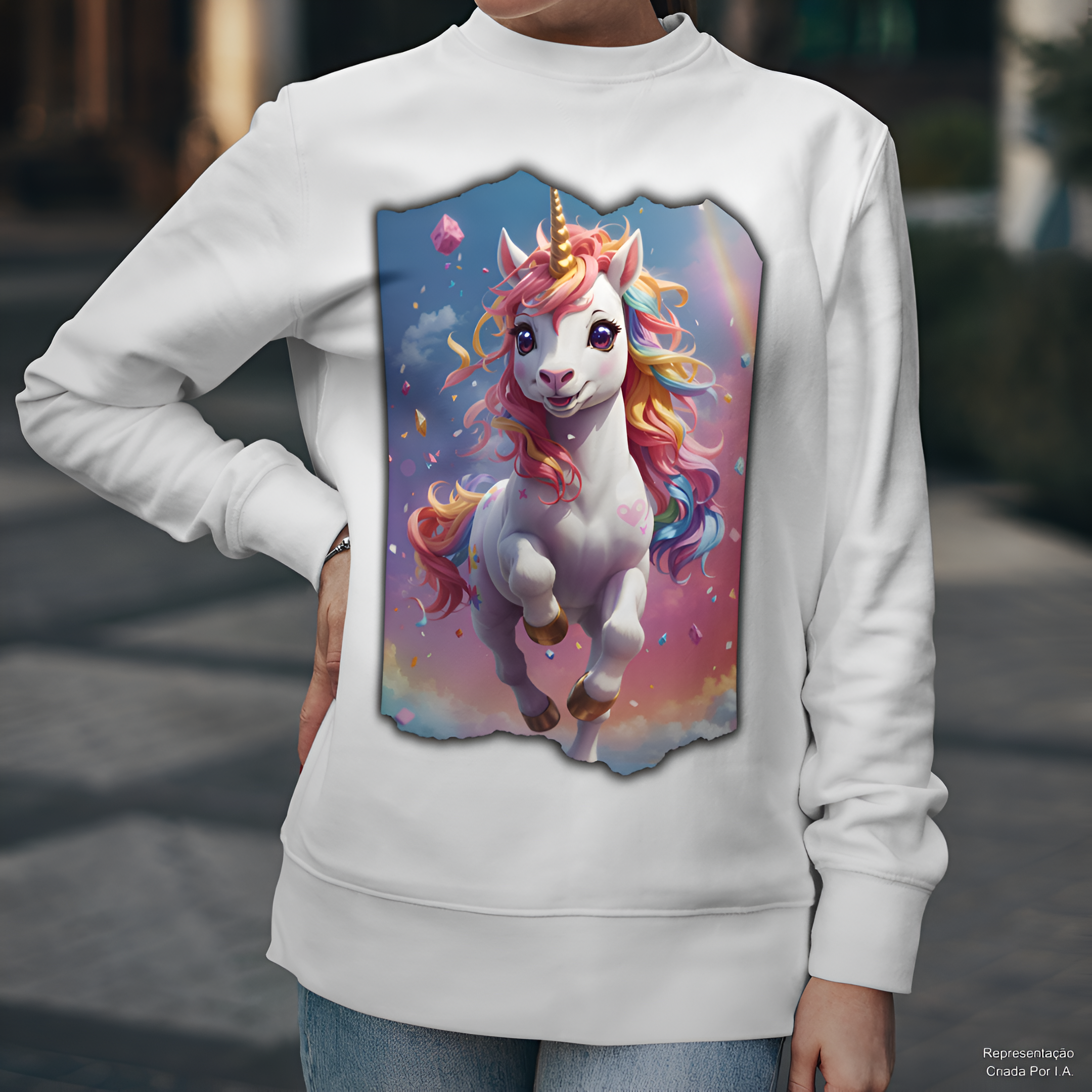 Nome do produto: Unicórnio Fofinho Saltitante - Moletom