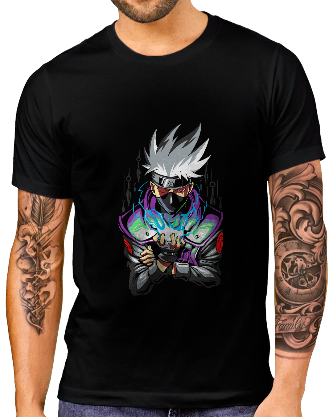 Nome do produto: T-Shirt Masculino Kakashi Sensei Chidori