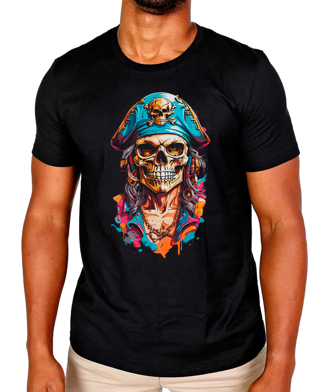 Nome do produto: T-Shirt Masculino Pirata Arte Chapeu