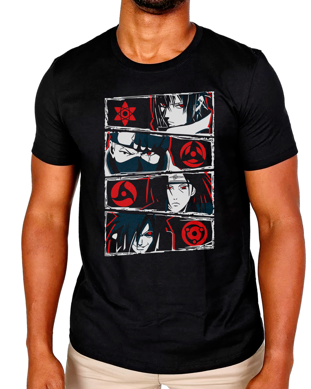 Nome do produto: T-Shirt Masculino Sasuke, Kakashi, Itachi e Madara