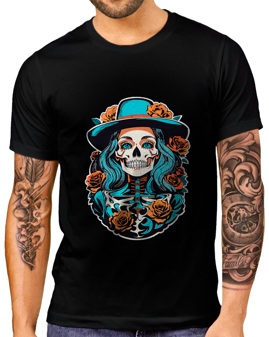 Nome do produto: T-Shirt Masculino La Catrina Arte
