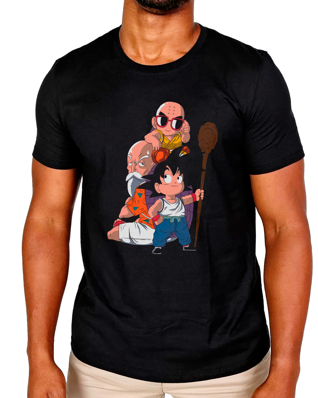 Nome do produto: T-Shirt Masculino Goku, Mestre Kame e Kuririn
