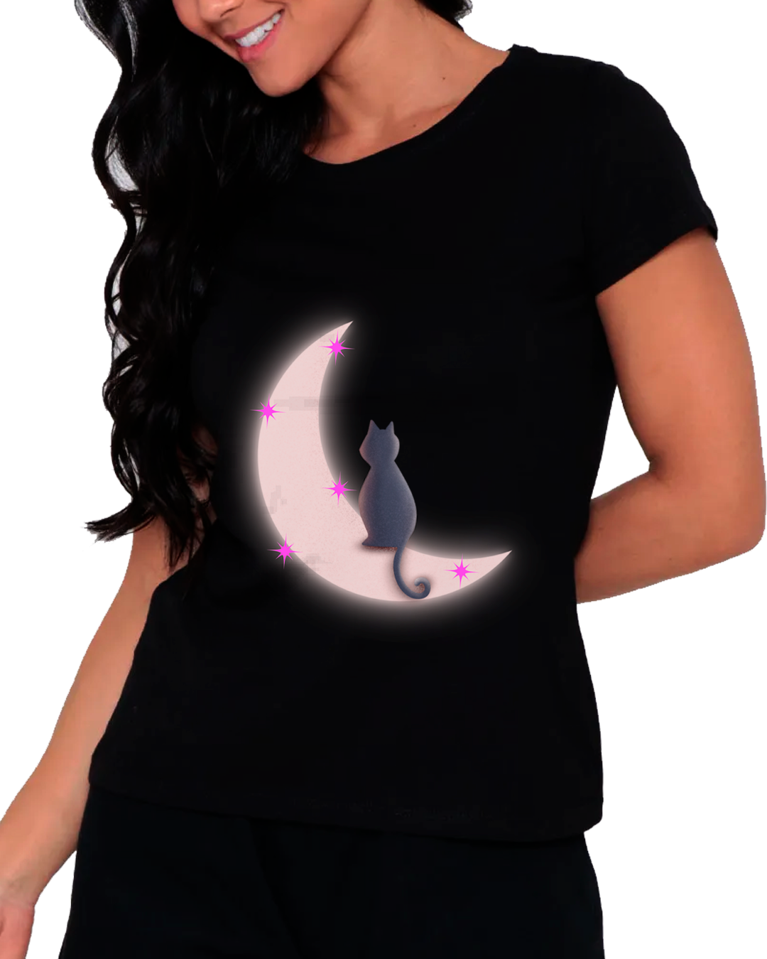 Nome do produto: Baby Long Feminina Gato na Lua