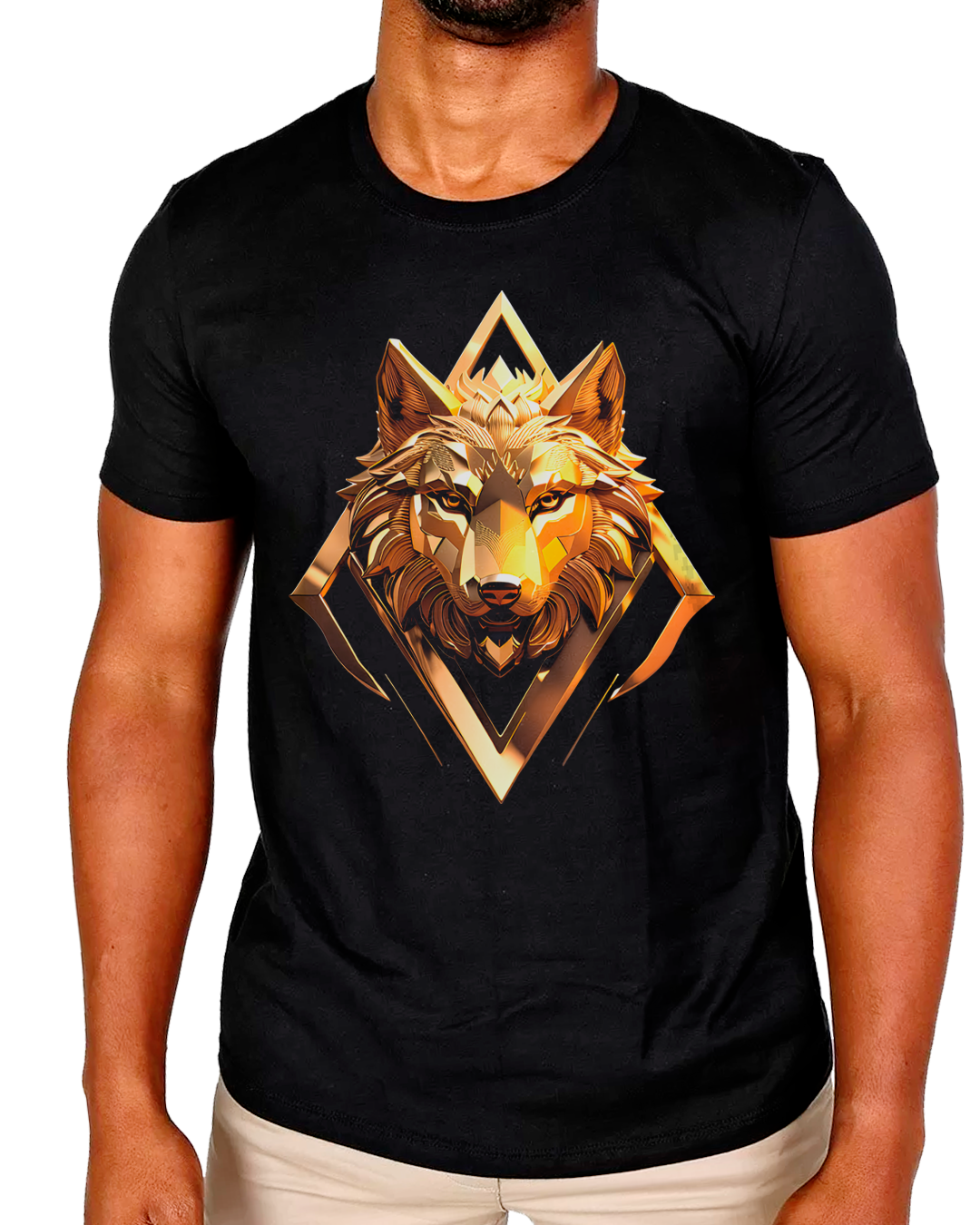 Nome do produto: T-Shirt Masculino Lobo Ouro