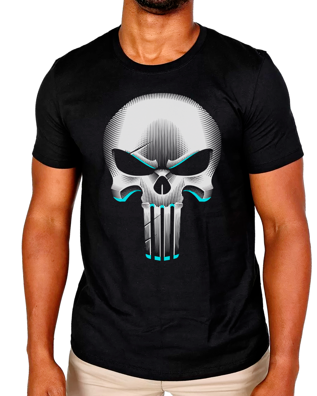Nome do produto: T-Shirt Masculino Caveira Metalica