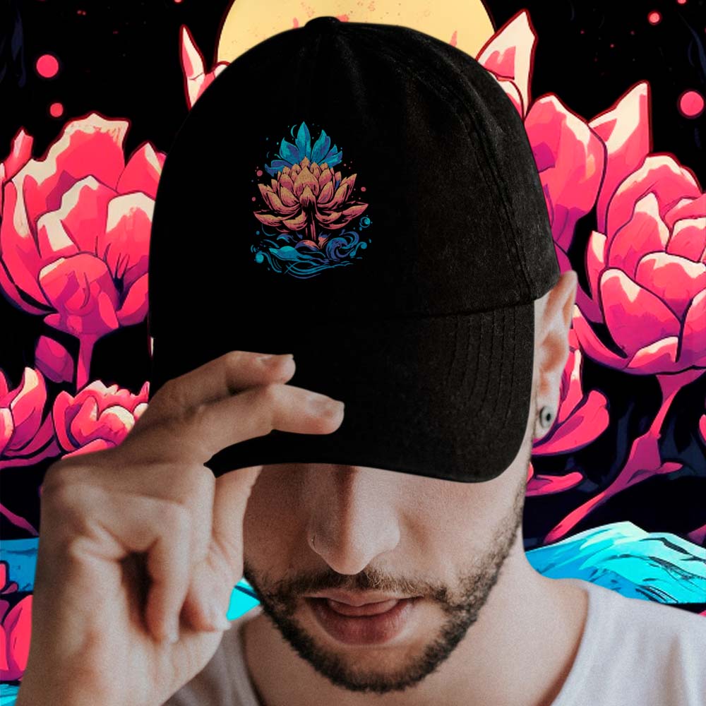 Nome do produto: Essência Floral: Bone com Estampa de Pétalas Laranjas