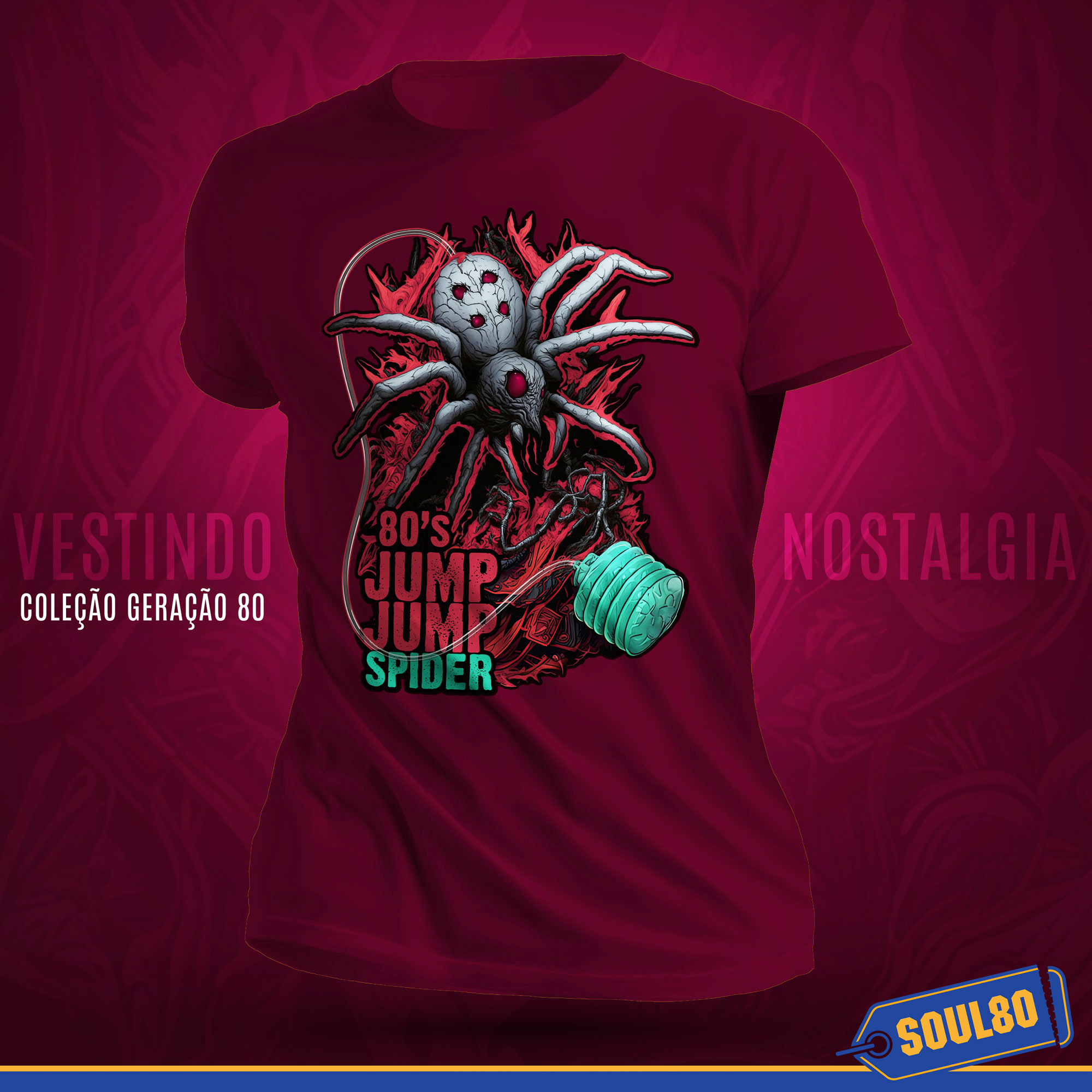 Nome do produto: Camiseta Aranha Pula Pula - Geração Anos 80