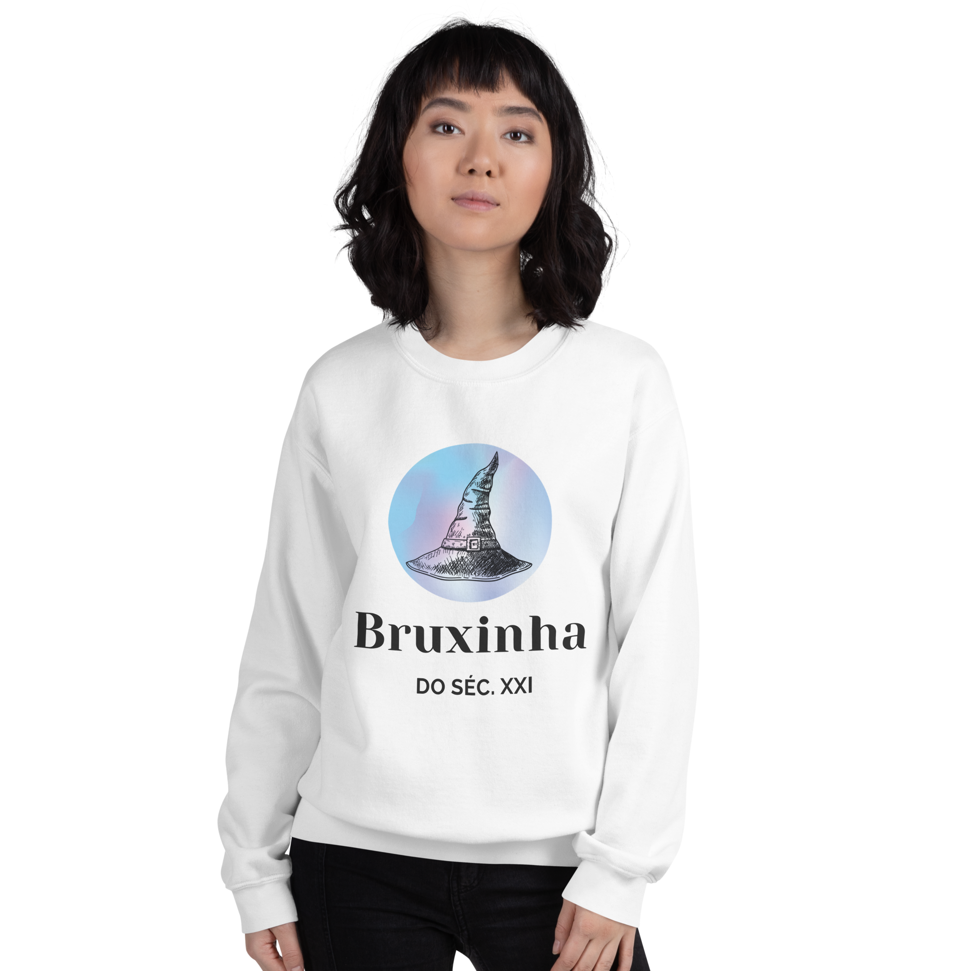 Nome do produto: Moletom branco -Bruxinha do séc.XXI