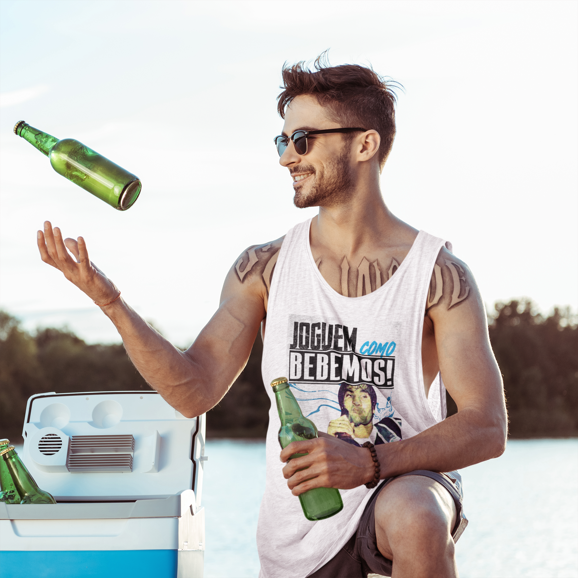 Nome do produto: Regata Joguem como bebemos!