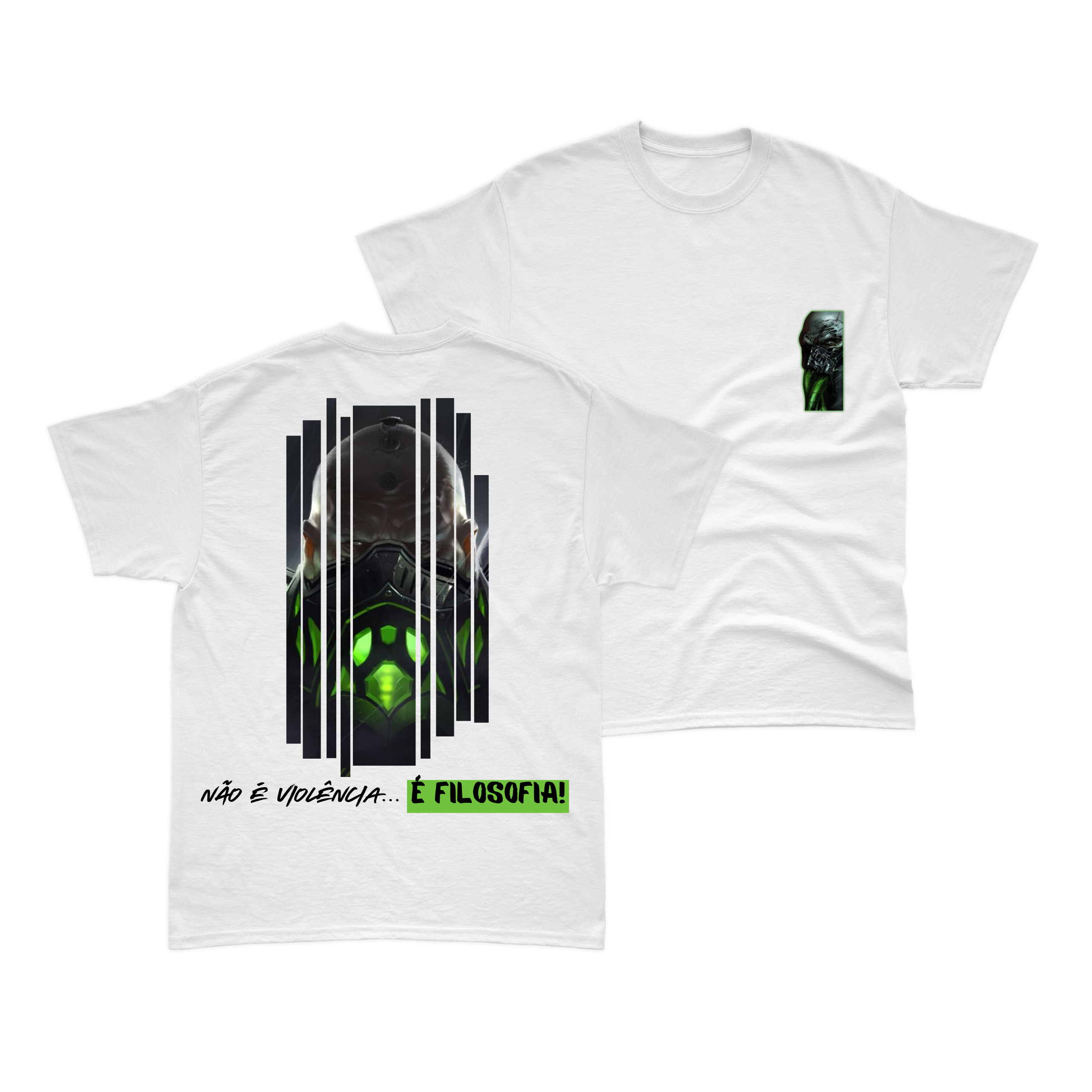Nome do produto: Camiseta Urgot Não é Vioência... É Filosofia - Branca