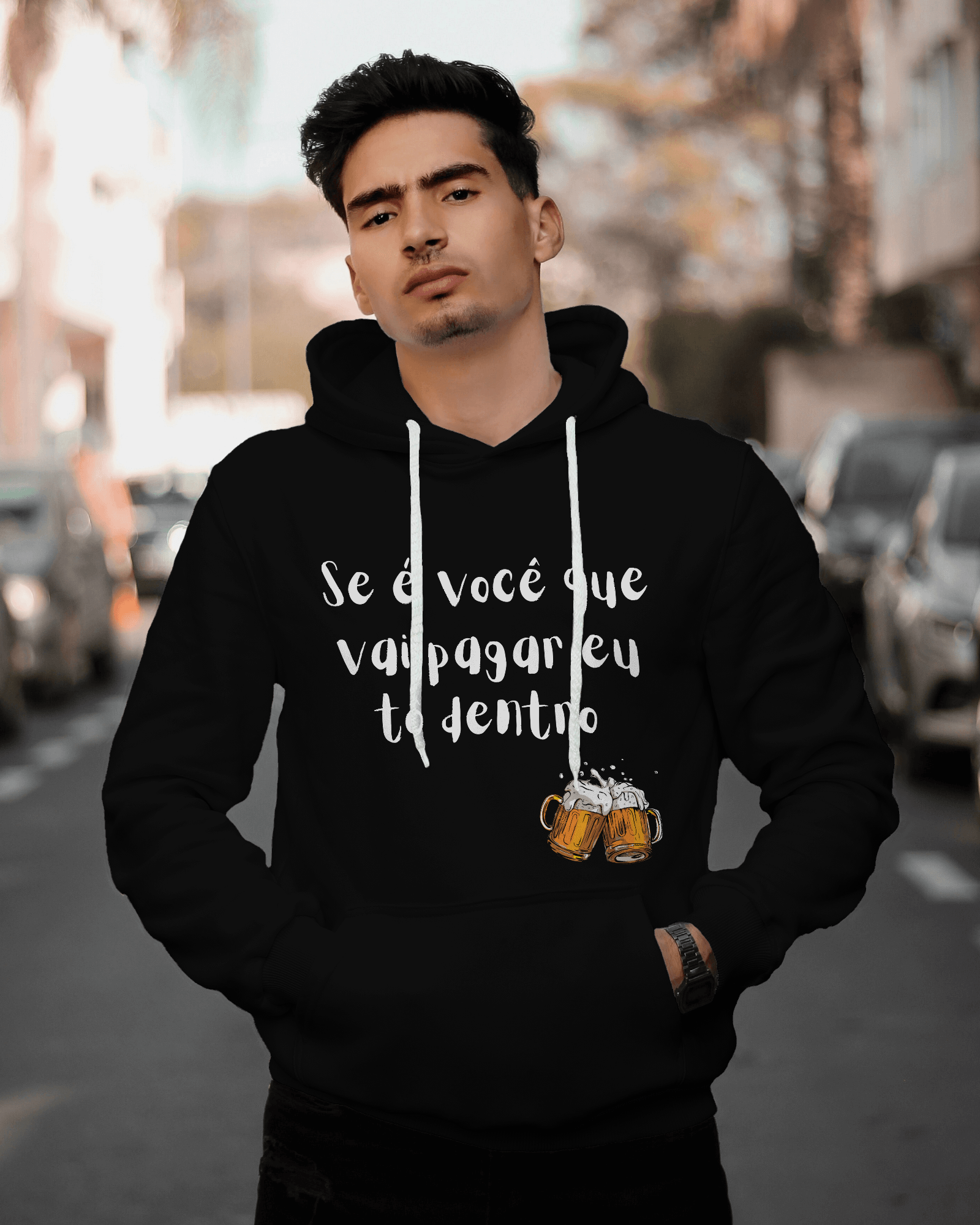 Nome do produto: Moletom Gragas Preto - Se é você que  vai pagar eu tô dentro