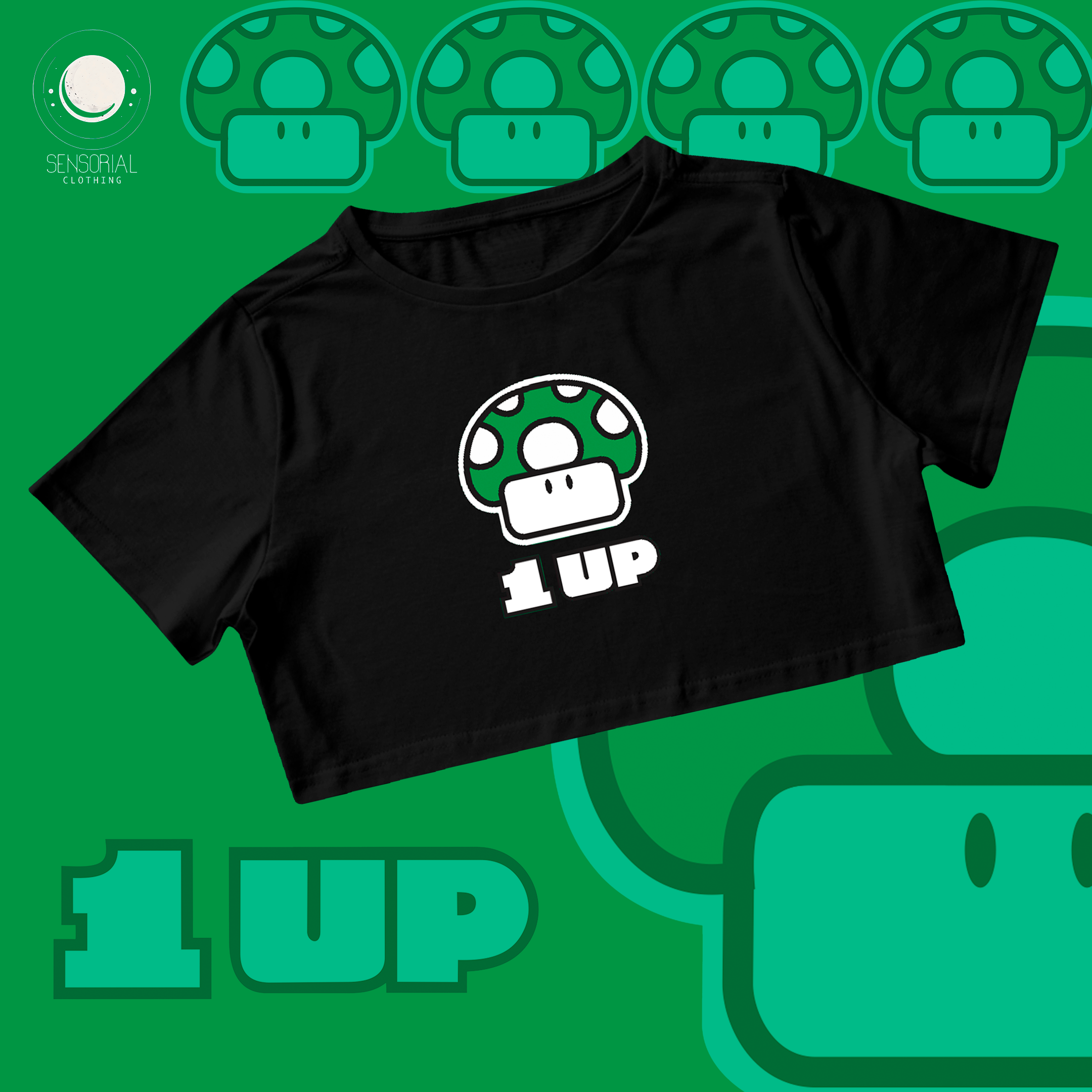 Nome do produto: Cropped Cogumelo Mario - 1 UP