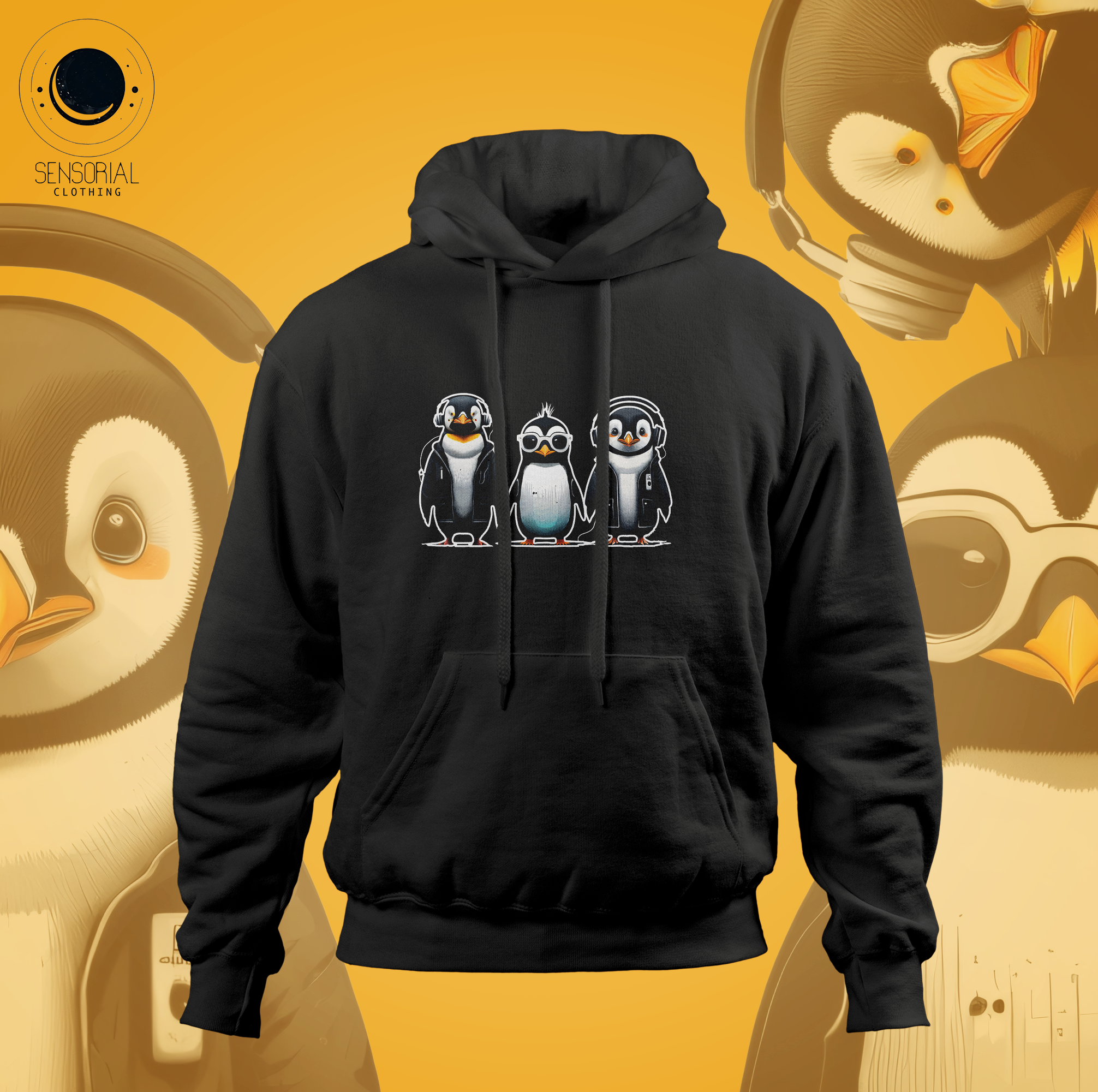 Nome do produto: Moletom Canguru Unissex - Pinguins com frio