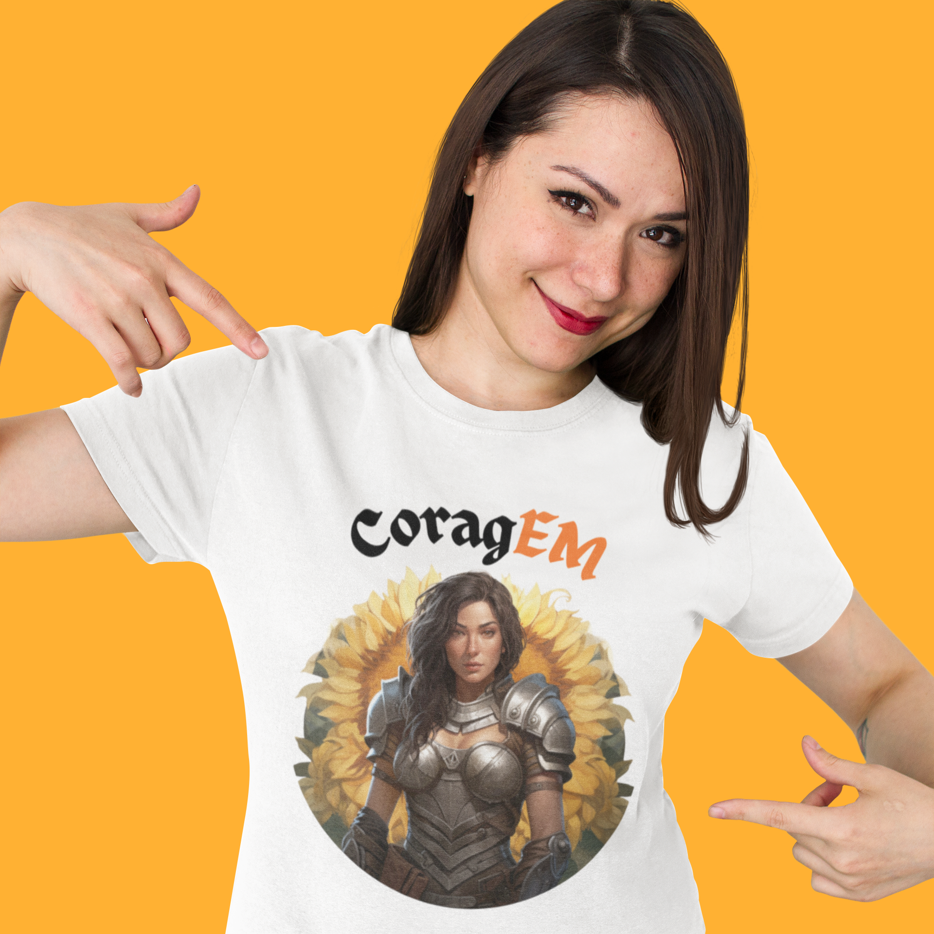 Nome do produto: CoragEM -- Baby Look Premium V2 Feminina Branca