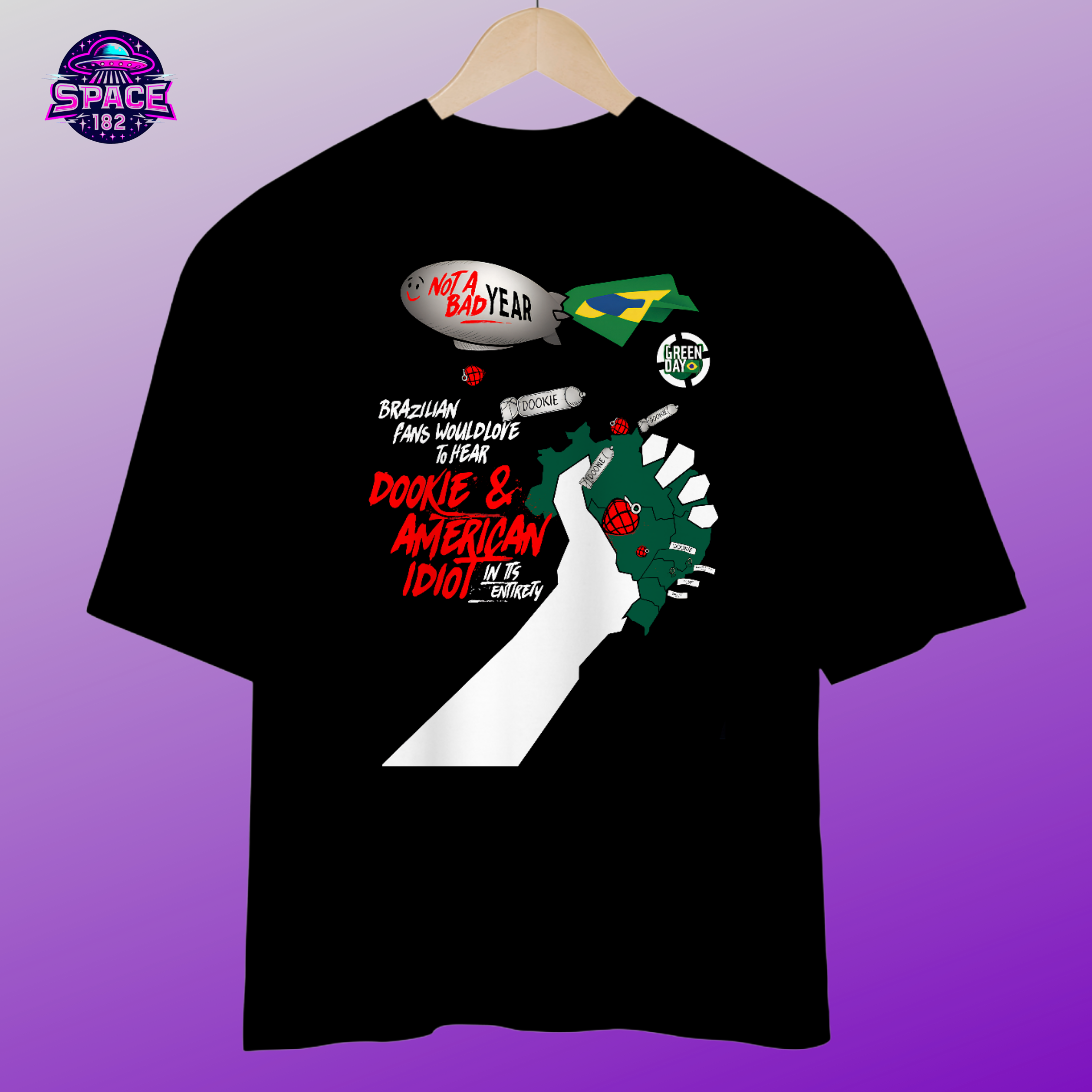 Camiseta Green Day Dookie e American Idiot Brasil, OVERSIZED