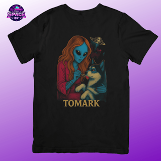 Camiseta Alienigena Japonesa com cachorro Husky Plus Size