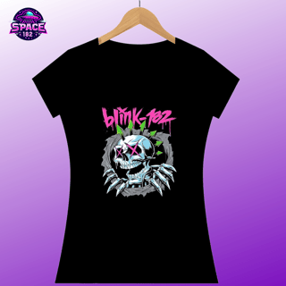 Camiseta  blink 182  caveira  Quality   Feminina 