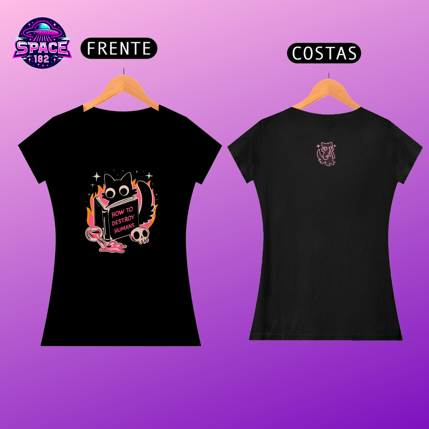 Camiseta Feminina Cat How To Destroy Huimans, Cores Variadas 