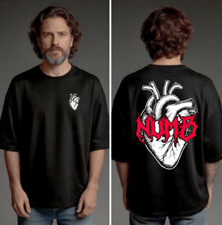 Camiseta Oversized - Numb (frente e costas)