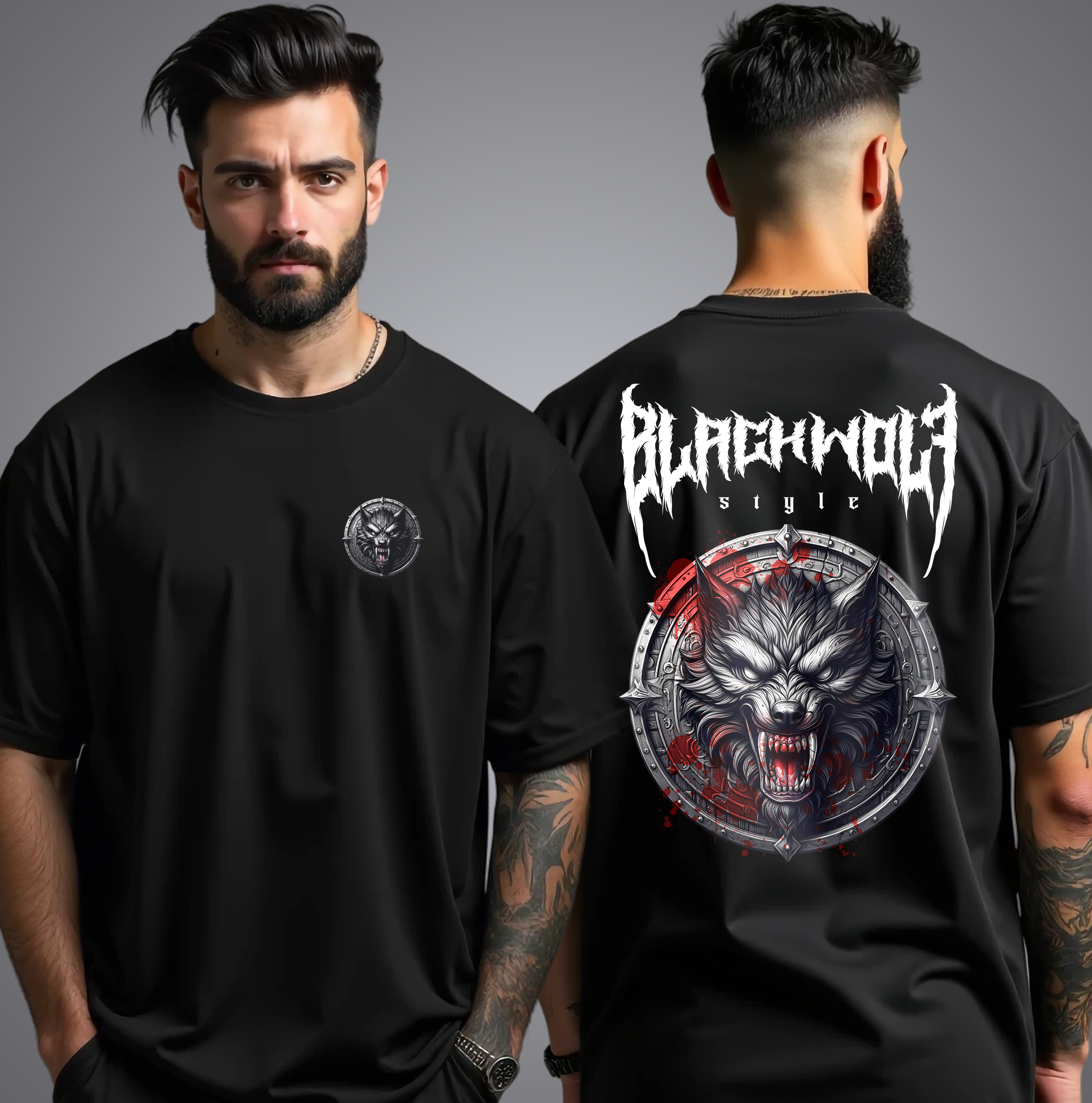 Camiseta - Black Wolf Shield