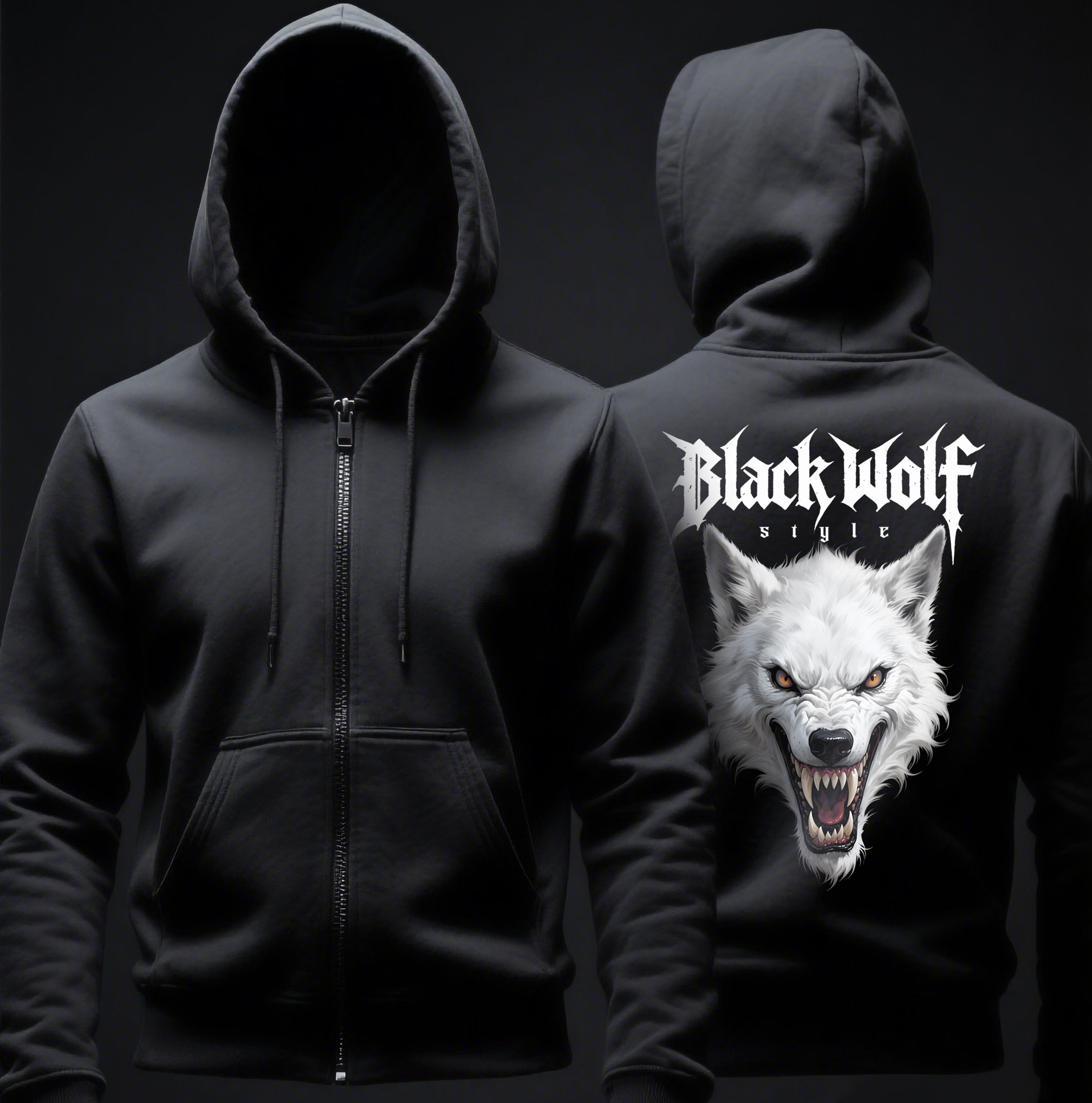 Moletom com Zíper - The White Werewolf (Black Wolf Style)