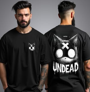 Camiseta frente e costas - Cat Zombie
