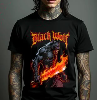 Camiseta - Werewolf & Fire Sword