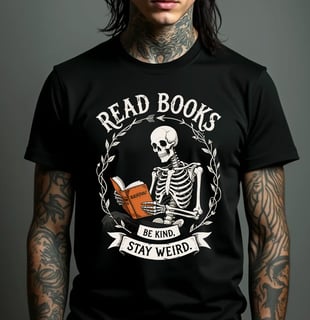 Camiseta - Read Books - Be Kind - Stay Weird