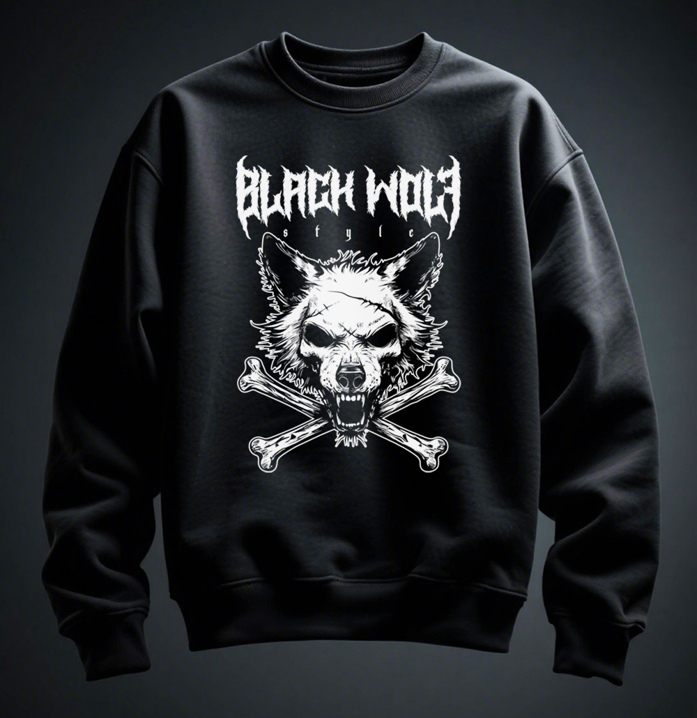 Moletom - Black Wolf Style (Wolf & Bones)