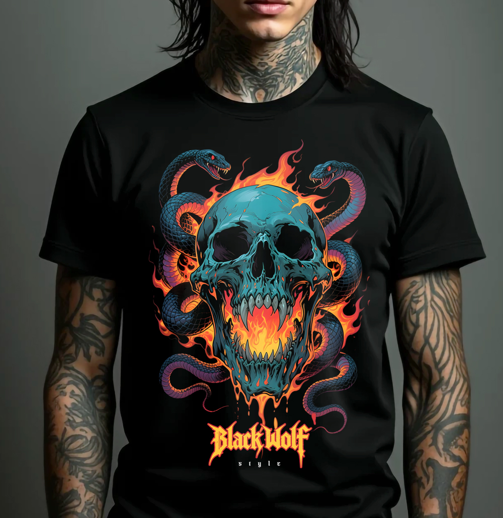 Camiseta -  Skull & Snakes (Old School)