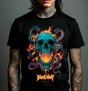 Camiseta -  Skull & Snakes (Old School)