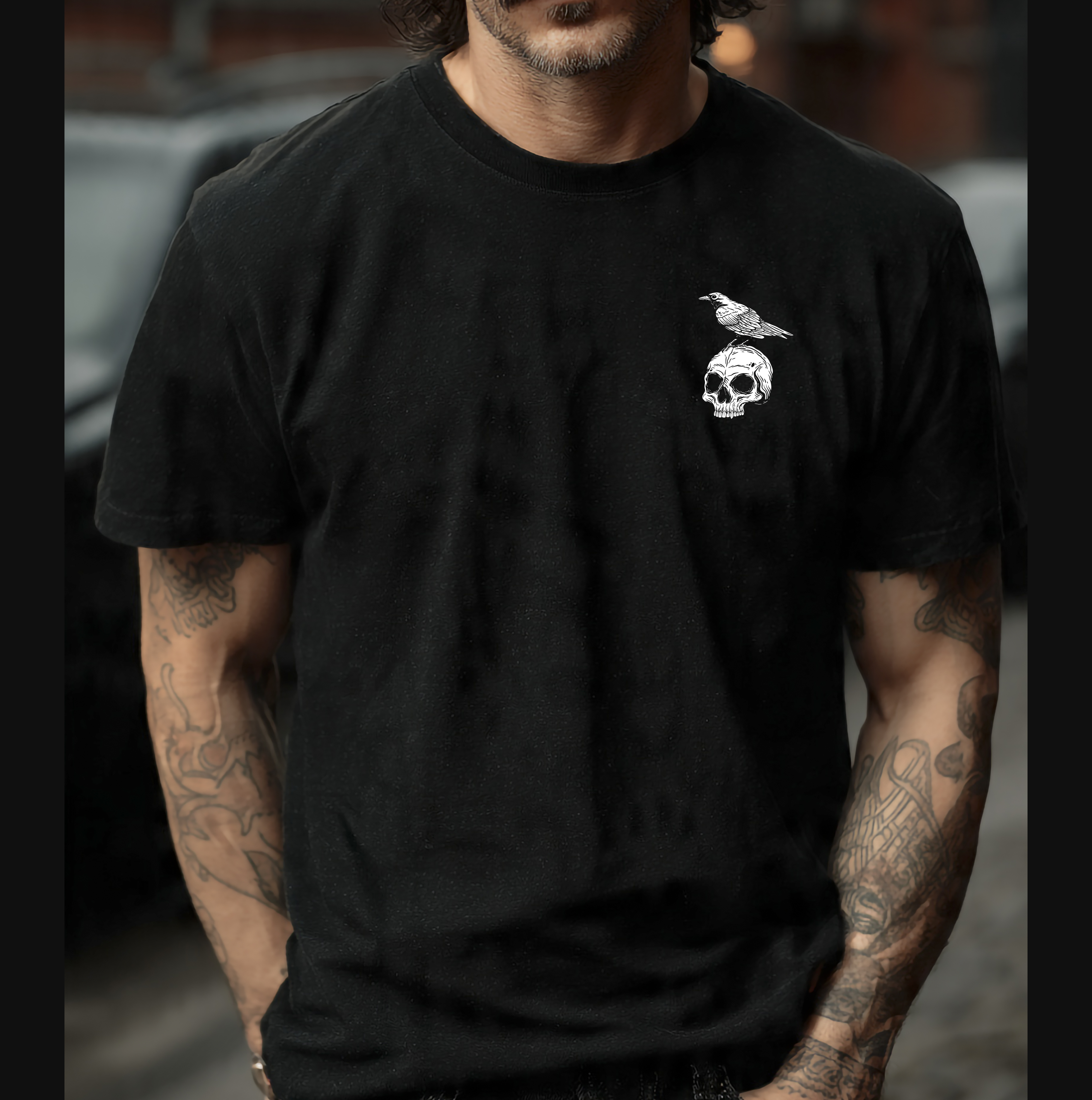 Camiseta Pima - O Corvo (bolso)